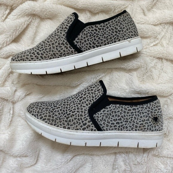 Nurse Mates Adela leopard non-slip shoes 8W grey black gently used - Picture 1 of 6